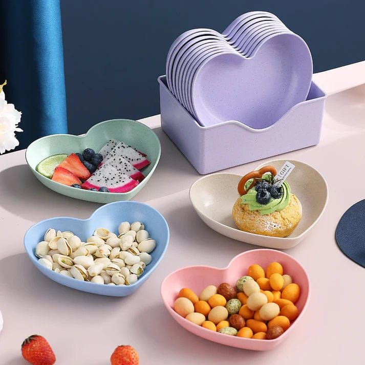 8 Pcs Heart Shape Plates Set