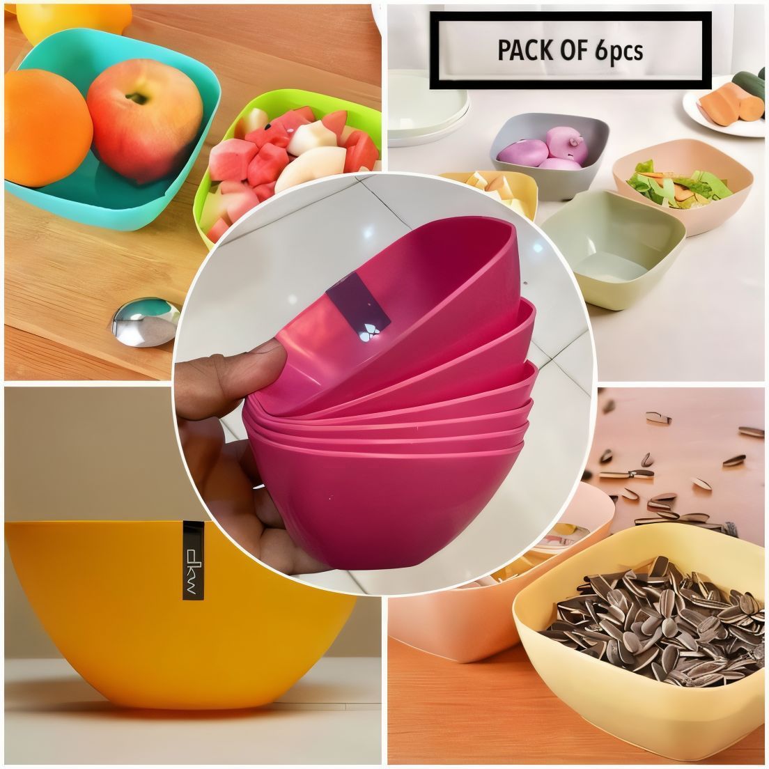 Pack of 6pcs Ruby Small Bowls set (Mix/Random colour)