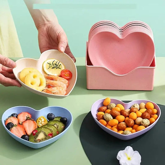 8 Pcs Heart Shape Plates Set