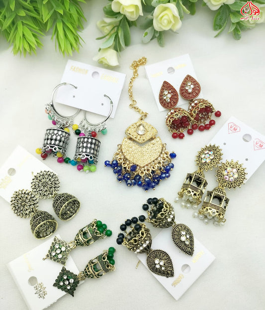 6Pcs Jhumki Earrings + 1 MangTika Deal