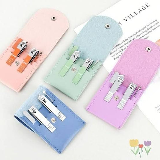 4in1 Pocket Manicure Pedicure Kit with Leather Pouch (Mix/Random colour)