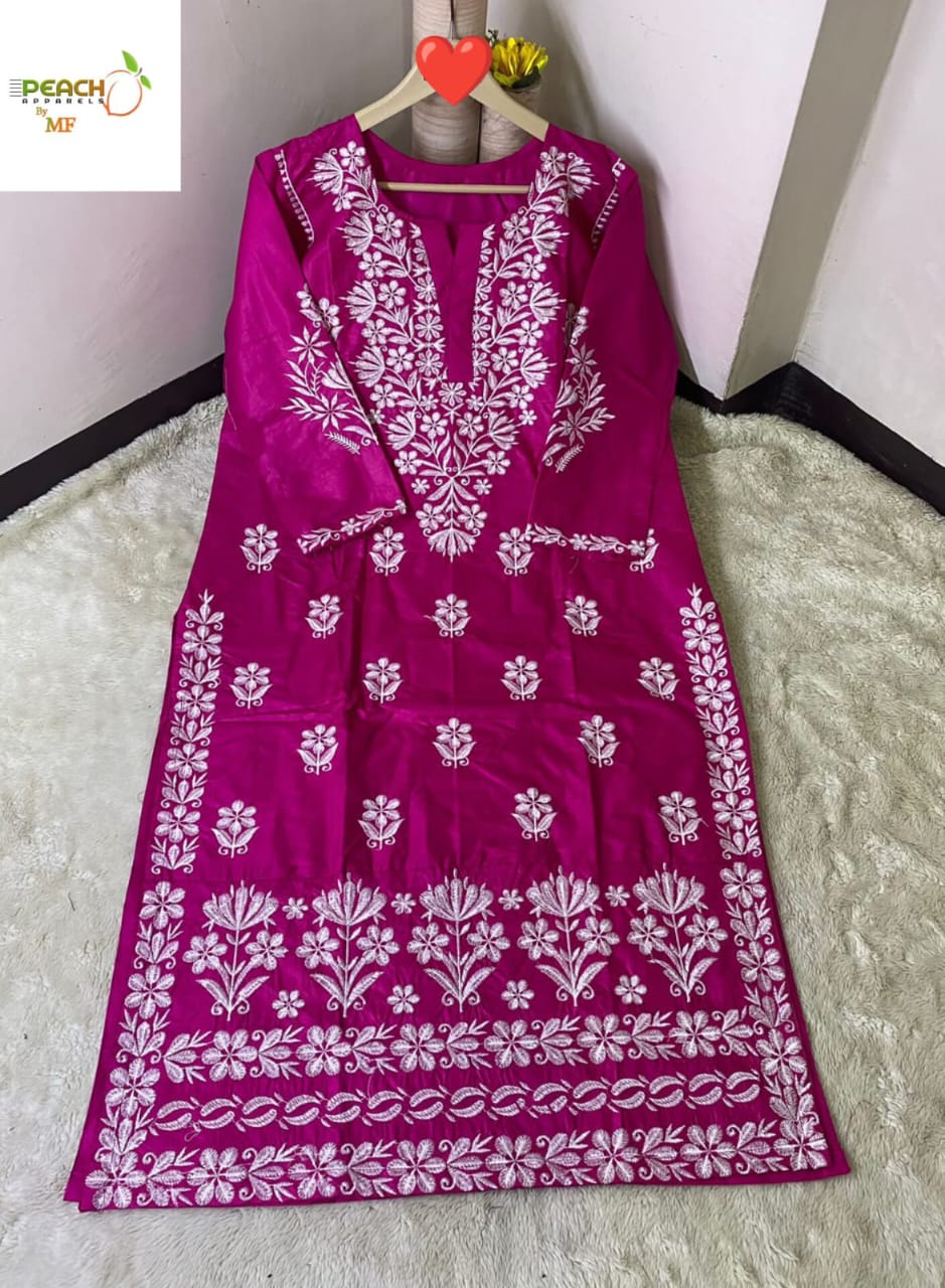 Restock in new rates 
*NOW AVAILABLE IN BLACK Medium*

New article is launched 
Brand 


*INDIAN SOFT COTTON EMBROIDERED KURTIS NOW AVAILABLE IN STANDARD SIZES*


*MEDIUM MEASUREMENTS*
Chest 21/ 21.5
Length 48
Sleeves 20
Shoulder 15

STUFF Soft Cotton

CO