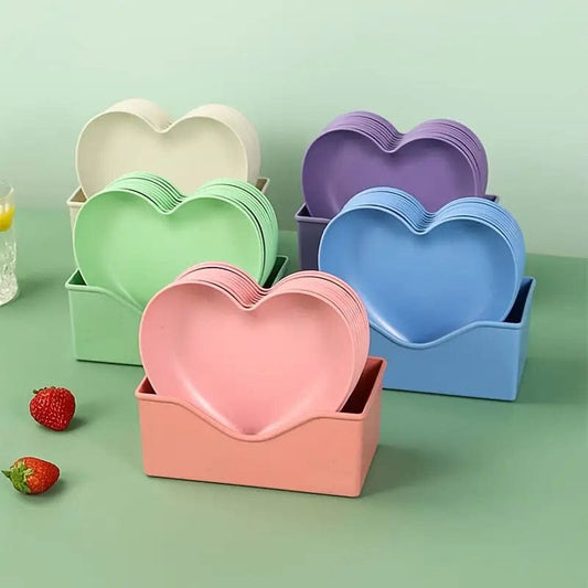 8 Pcs Heart Shape Plates Set