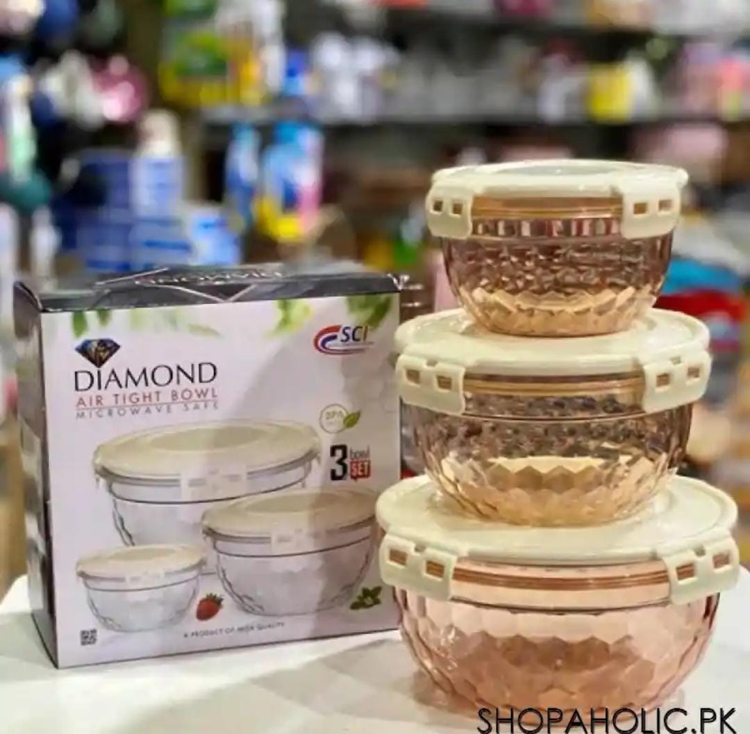 3Pcs Diamond Airtight Bowl