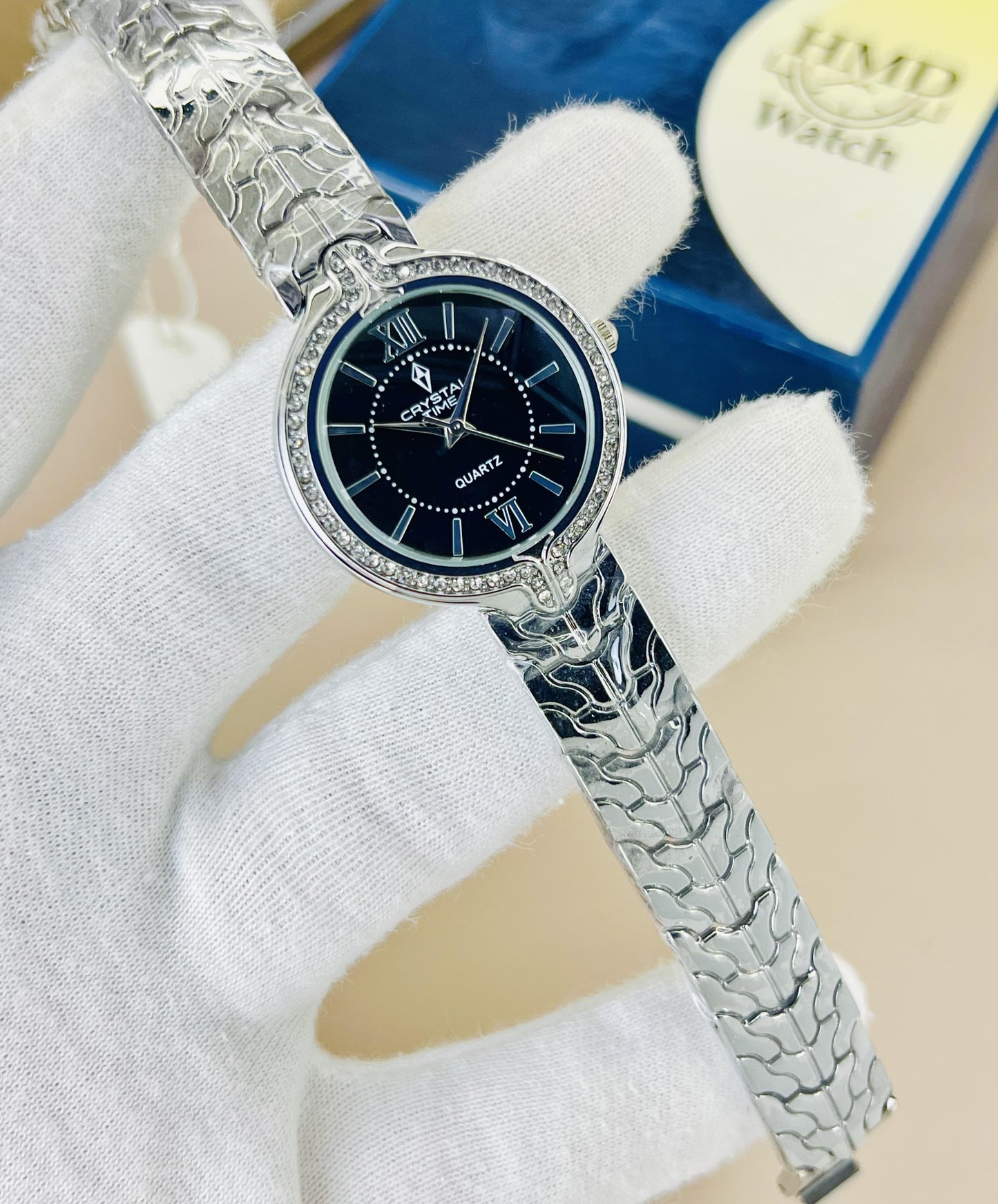 Crystal Time Brand Stainless steel Watch