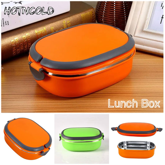 *Rs. 1350*/each - Double Layer Stainless Steel Inner HotnCold Lunch Box with Box Packing (Mix/Random colour)